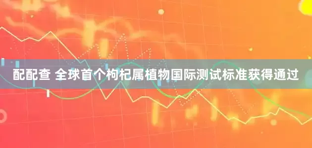 配配查 全球首个枸杞属植物国际测试标准获得通过